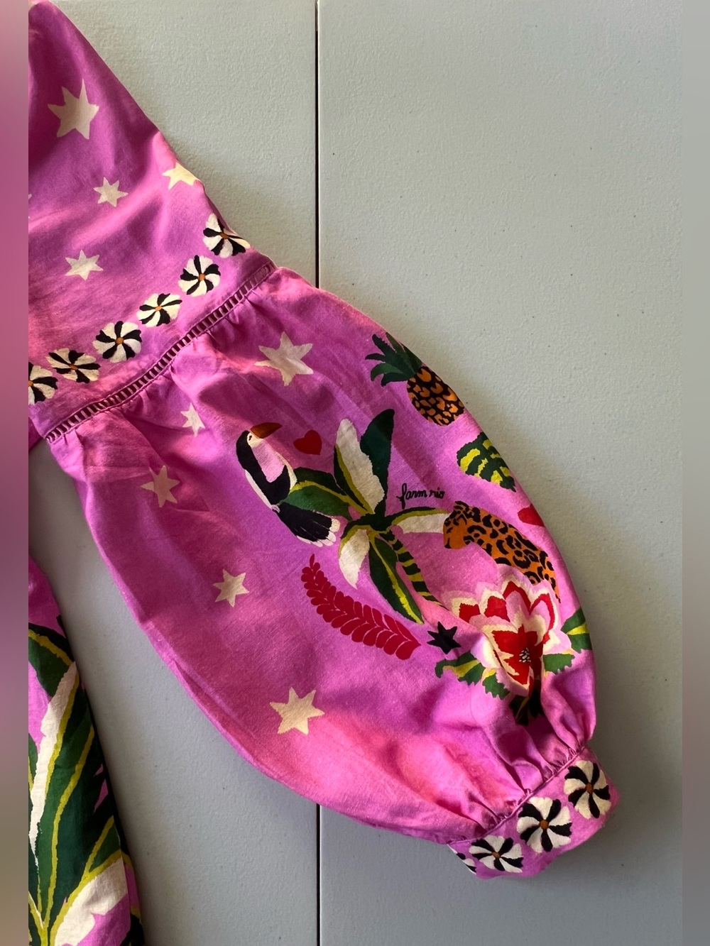 Farm Rio Leopard Forest Mini Dress XL Pink Linen Blend Tropical - Picture 9 of 16